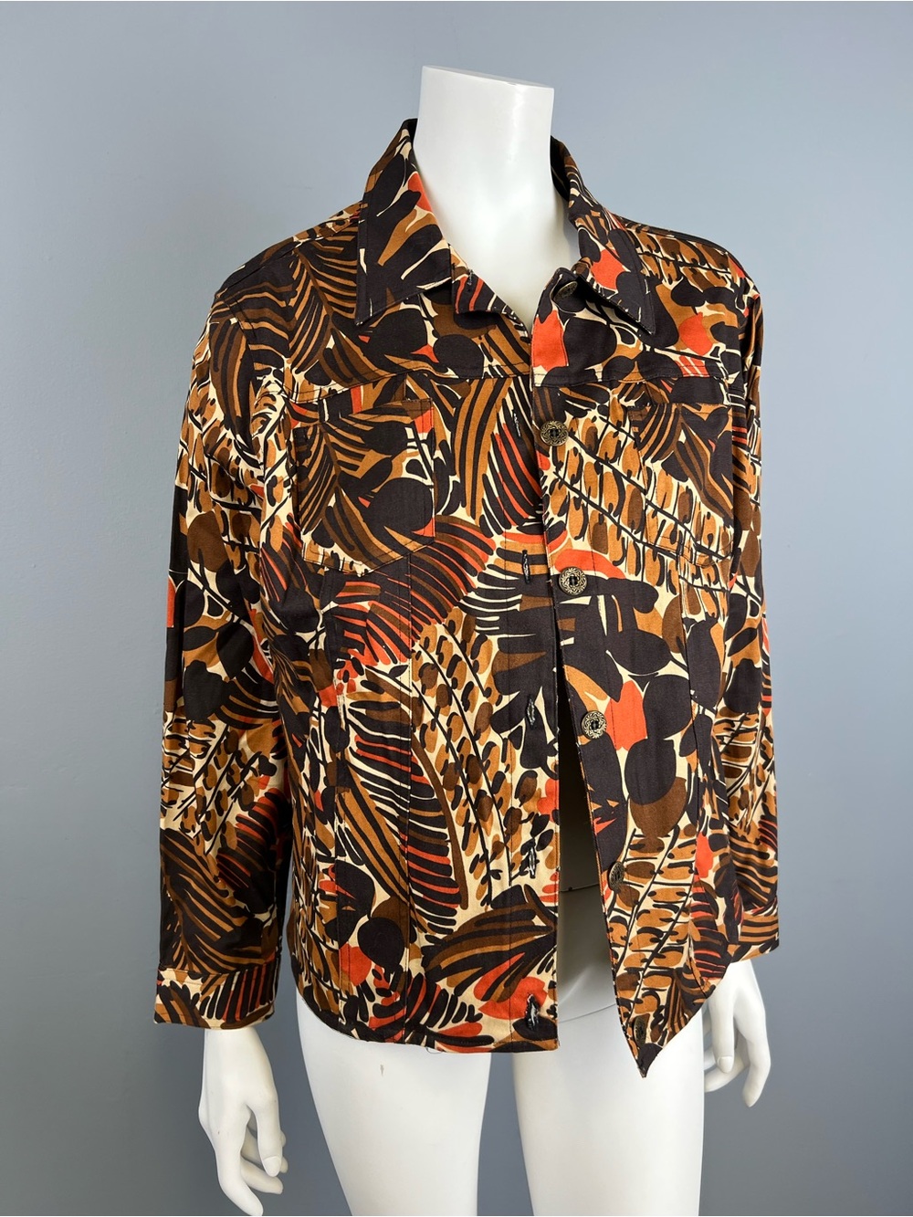 Company Collections VintaWomen’s Patterned Button-Front Jacket in Brown & Orange